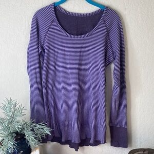 lululemon athletica Reversible Purple Striped Long-Sleeve Scoop Neck Top